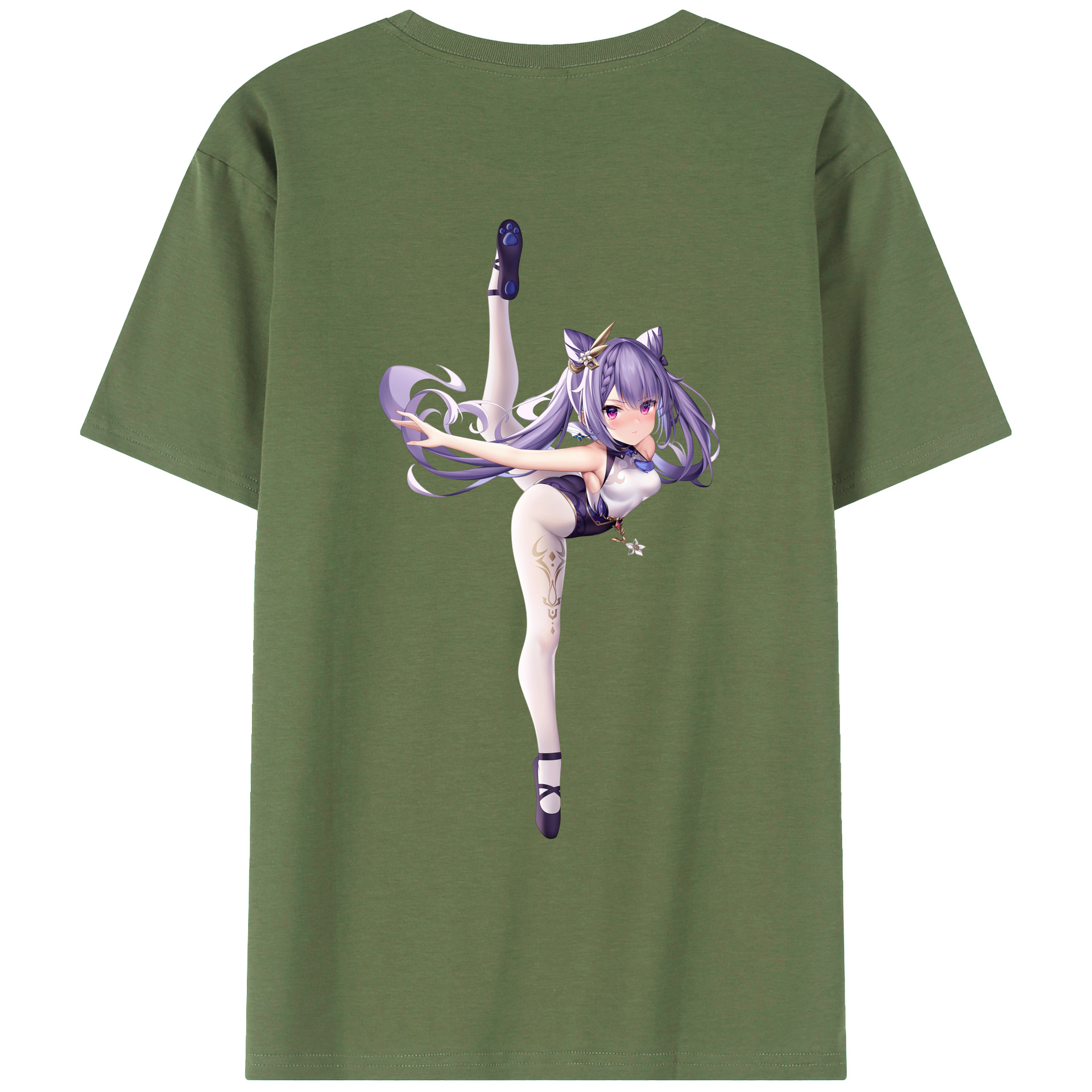 げんし神 刻晴 こくせい genshin Kokusei 綿100％ メンズ半袖Tシャツ（バックプリント） 通気性